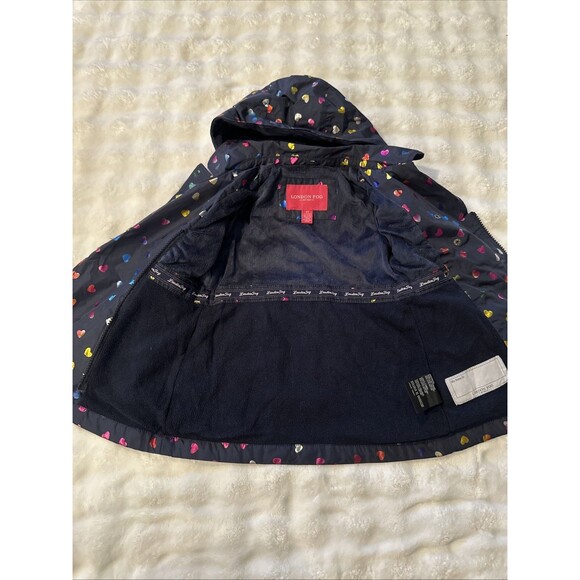 London Fog 2T Baby Toddler Coat Metallic Finish Hearts Hood Warm Black Girls - Picture 11 of 16